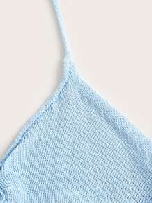 SHEIN ICON 西部風格牛仔女孩素色手帕下擺針織吊帶上衣