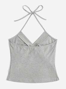 SHEIN EZwear Top halter unicolor fruncido - Gris Claro - Ver 2