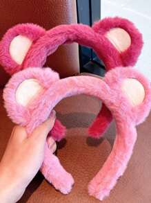 2入組卡通耳朵裝飾毛茸茸髮箍 - 彩色 - 查看 1