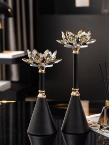 1 pieza Candelabro con diseño de flor Vela moderno hierro de aleación para casa - Negro - Ver 1