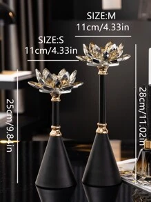 1 pieza Candelabro con diseño de flor Vela moderno hierro de aleación para casa - Negro - Ver 3