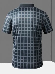Manfinity Áo thun có cổ Nam Dây kéo Sọc ca rô Giải trí - màu đen - Xem 2