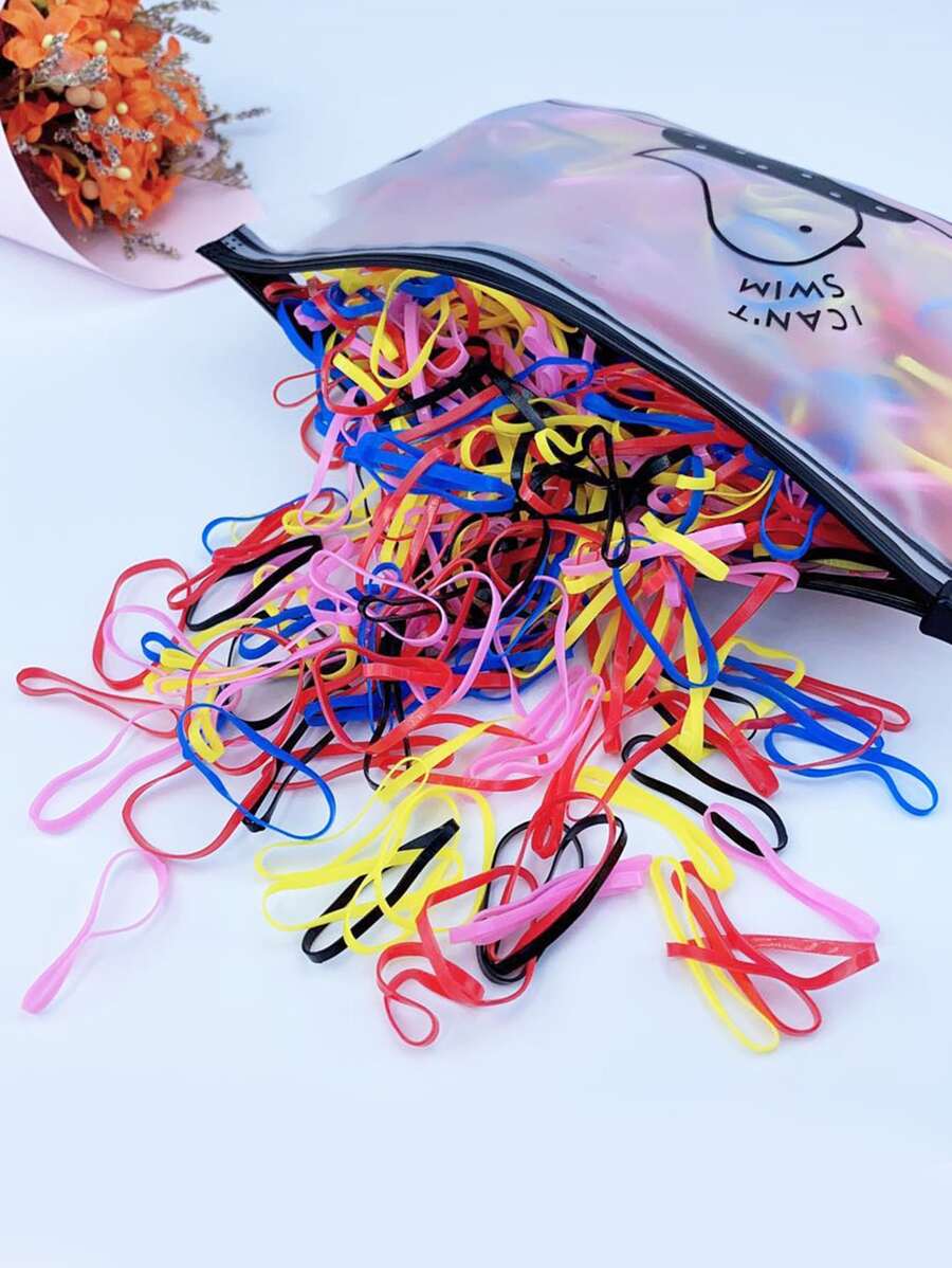 500 chiếc dây buộc tóc dùng một lần - Nhiều màu - Xem 1