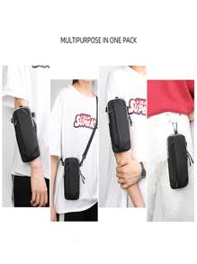 1pc Waterproof Black Jogging Running Bag - Black - View 3