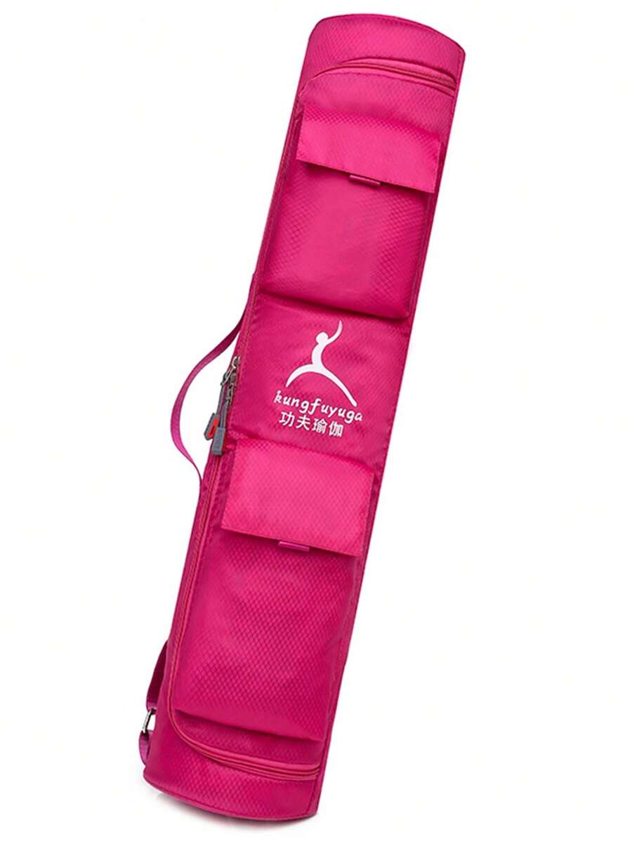 Letter Pattern Yoga Bag Fashionable Adjustable Strap Sports Bag Aesthetic - Hot Pink - View 1