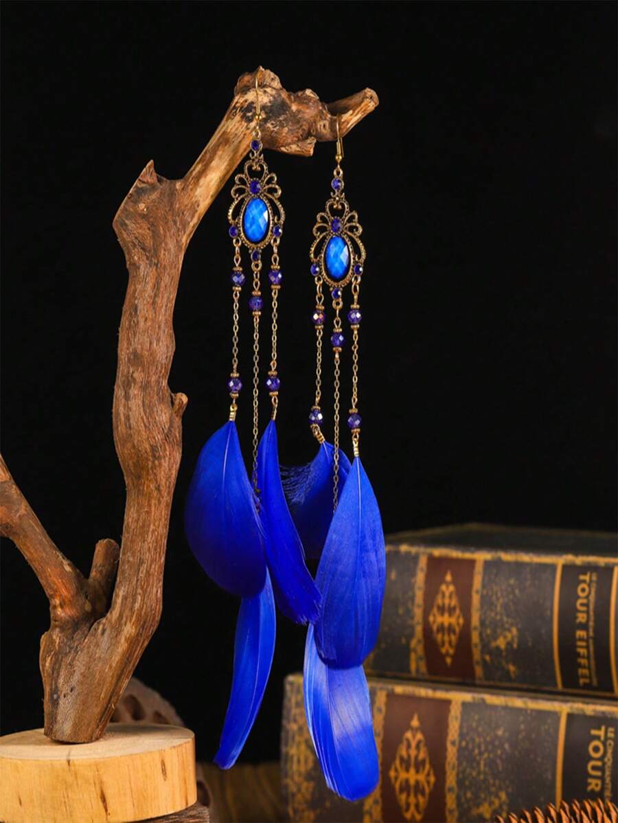 Pendientes largos pluma