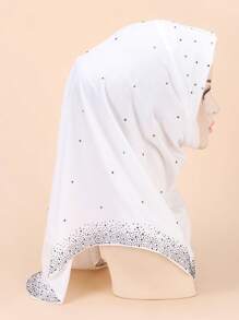 Mujer 1 pieza Hijab con diseño de diamante de imitación atractivo para diariamente - Blanco - Ver 4