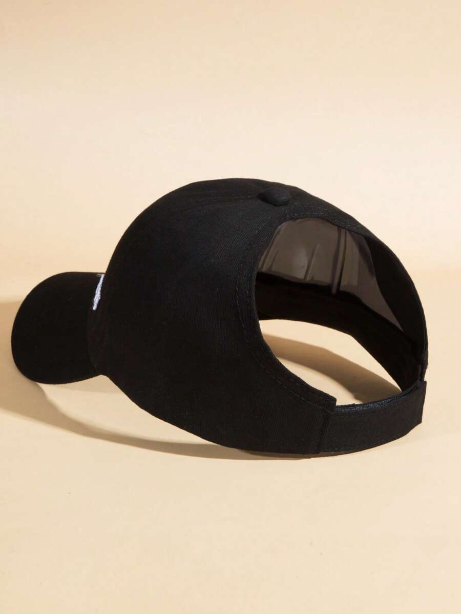 1pc Women Letter Embroidered Casual Visor Hat For Outdoor - Black - View 1