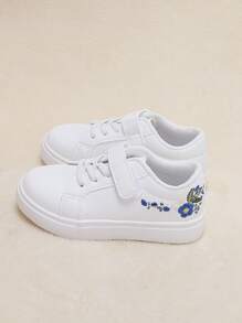 運動板鞋適用於刺繡花細節前綁帶運動鞋