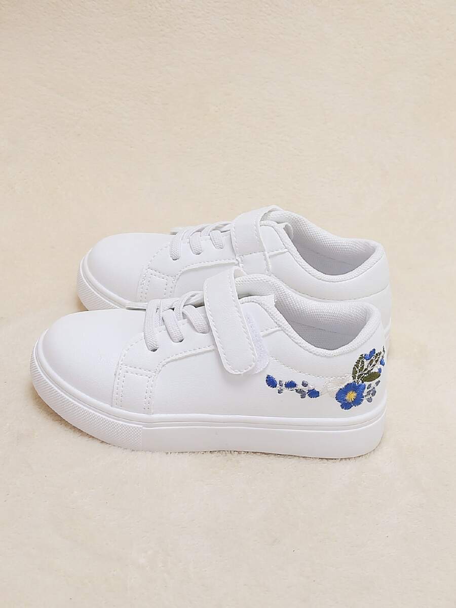 運動板鞋適用於刺繡花細節前綁帶運動鞋