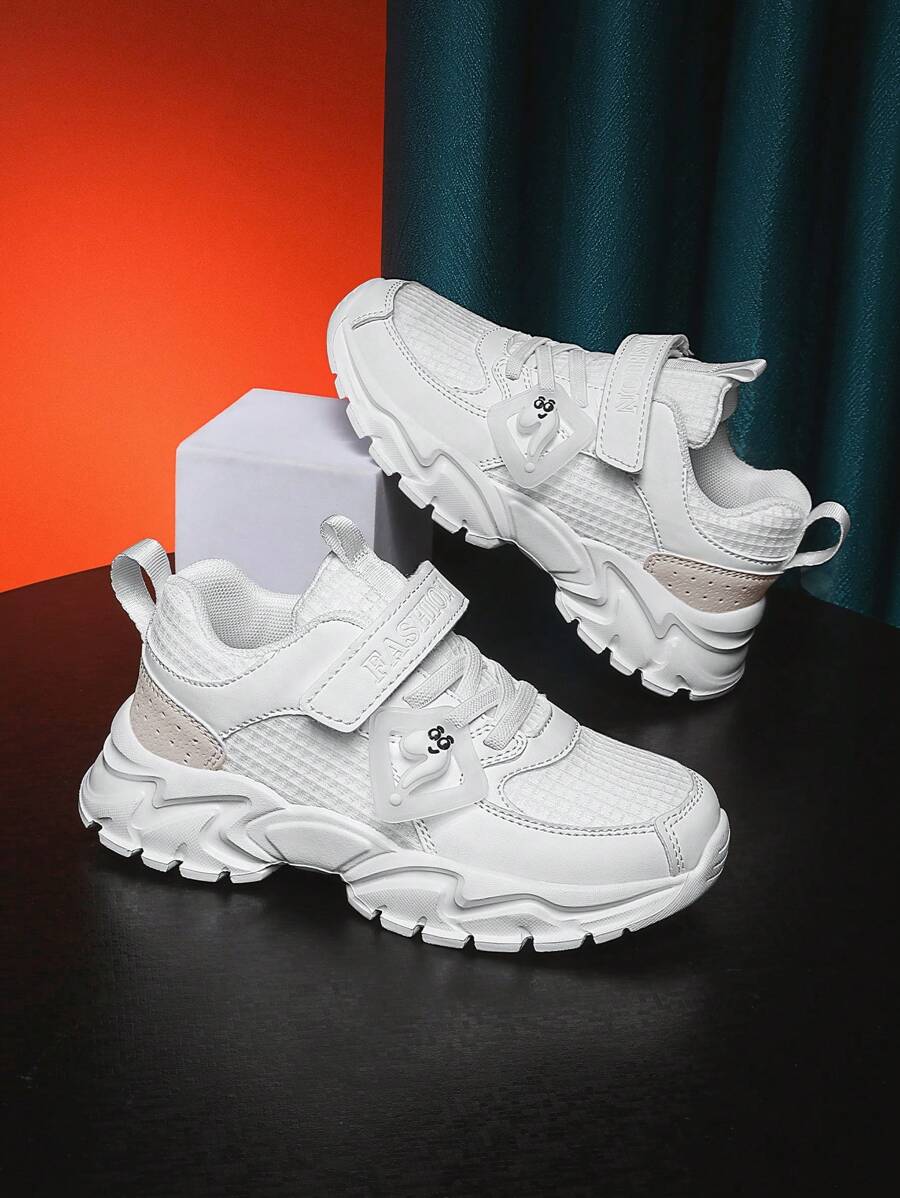 運動老爹鞋適用於男孩撞色前綁帶運動鞋