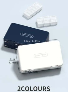 1pc Double Layer Multi Grid Portable Medicine Storage Box, Plastic Blue Pill Dispenser Box For Home - Blue - View 2