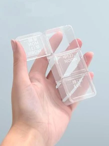 1pc Double Layer Multi Grid Portable Medicine Storage Box, Plastic Blue Pill Dispenser Box For Home - Blue - View 4