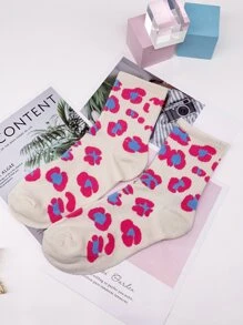 3雙裝女式字母圖形心形印花時尚及踝襪適合日常生活 - 粉色 - 查看 5