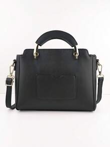 Túi vuông trang trí chữ cái có ví đựng tiền PU màu đen - màu đen - Xem 7