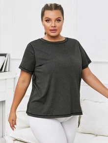 Plus Solid Sports Tee - Black - View 4