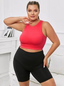 Plus Solid Sports Tank Top - Red - View 1