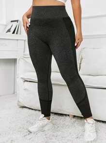 Yoga Basic 大碼寬腰帶頂針運動打底褲