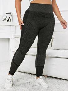 Yoga Basic 大碼寬腰帶頂針運動打底褲