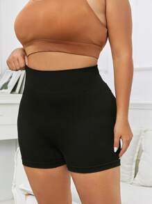 Easithlete Cộng với kích thước quần short thể thao eo rộng rắn Quần short biker màu đen - màu đen - Xem 5