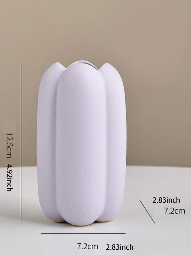 1pc Polymer Clay Flower Vase, Cute Solid Color Vase For Home Decor - Purple - View 3
