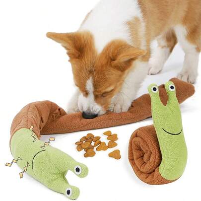 1pc Snail Shaped Pet Foraging Doll, Pet Sniffing Doll, Pet Sound Doll, Pet Training Doll, Pet Plush Doll, Pet Interactive Boredom Breaker Doll, Food Dispensing Snail Sniffing Doll, Squeaky Dog Puzzle Interactive Dog Doll For Foraging Instinct Training, Soft Plush Puppy Doll Suitable For Small Dogs, Dog- Material, Used For Dog Food Hiding & Sniffing Interactive Training, Not For Chewing