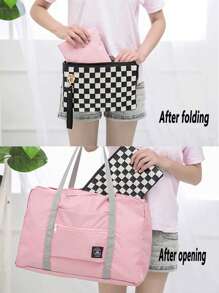 1 Gói Dung Lượng Lớn Màu Hồng Có Thể Thu Gọn Túi Bảo Quản Cầm Tay Du Lịch Đa Năng Tổ Chức Quần Áo - Hồng - Xem 11