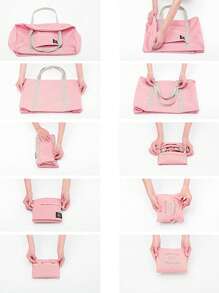 1 Gói Dung Lượng Lớn Màu Hồng Có Thể Thu Gọn Túi Bảo Quản Cầm Tay Du Lịch Đa Năng Tổ Chức Quần Áo - Hồng - Xem 4