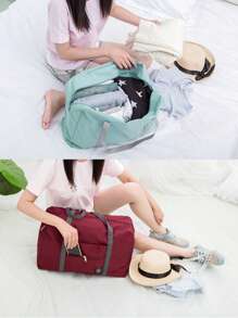 1 Gói Dung Lượng Lớn Màu Hồng Có Thể Thu Gọn Túi Bảo Quản Cầm Tay Du Lịch Đa Năng Tổ Chức Quần Áo - Hồng - Xem 10