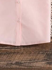 女孩網眼刺繡誇大領口泡泡袖襯衫 - 粉色 - 查看 5