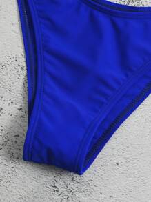Rashguard da spiaggia estivo con laccetto laterale e taglio alto - Blu reale - Visualizzare 5