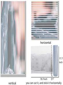 1入組PVC裝飾膜簡約條紋圖案隱私保護窗戶貼紙適用於家居裝飾 - 白色 - 查看 2