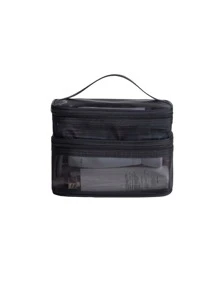 Túi vệ sinh màu đen Tay cầm hai lớp thông thường Túi trang điểm bằng polyester Túi đựng đồ trang điểm Hộp đựng đồ trang điểm Túi đựng đồ trang điểm Hộp đựng đồ trang điểm Túi đựng mỹ phẩm Túi giặt cho phòng tắm du lịch Ký túc xá đại học cho phụ nữ Mẹ Mẹ Mẹ Quà tặng cho - màu đen - Xem 2