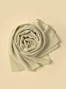 1pc Ladies' Solid Color Chiffon Scarf, Suitable For Daily Wear Abaya Accessories - Beige - View 2