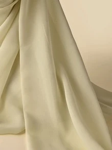 1pc Ladies' Solid Color Chiffon Scarf, Suitable For Daily Wear Abaya Accessories - Beige - View 3