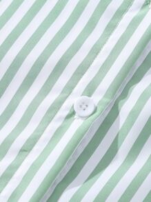 SHEIN Girls Striped Print Shirt & Shorts & Cami Top - Green - View 6