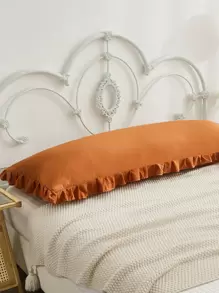 1pc Rust Red Polyester Ruffle Pillowcase (Pillow Insert Not Included), Suitable For Men And Women, All Seasons - Burnt Orange - View 5