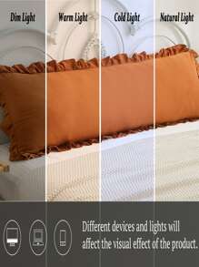 1pc Rust Red Polyester Ruffle Pillowcase (Pillow Insert Not Included), Suitable For Men And Women, All Seasons - Burnt Orange - View 8