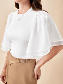 BizChic 素色蝴蝶袖T恤工作服 - 白色 - 查看 6