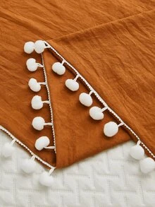 1 Đồng Màu Pom Pom Trang Trí Giường Gối, Vải Hiện Đại Vỏ Gối Không Chất Độn Cho Phòng Ngủ - Màu Cam cháy - Xem 4
