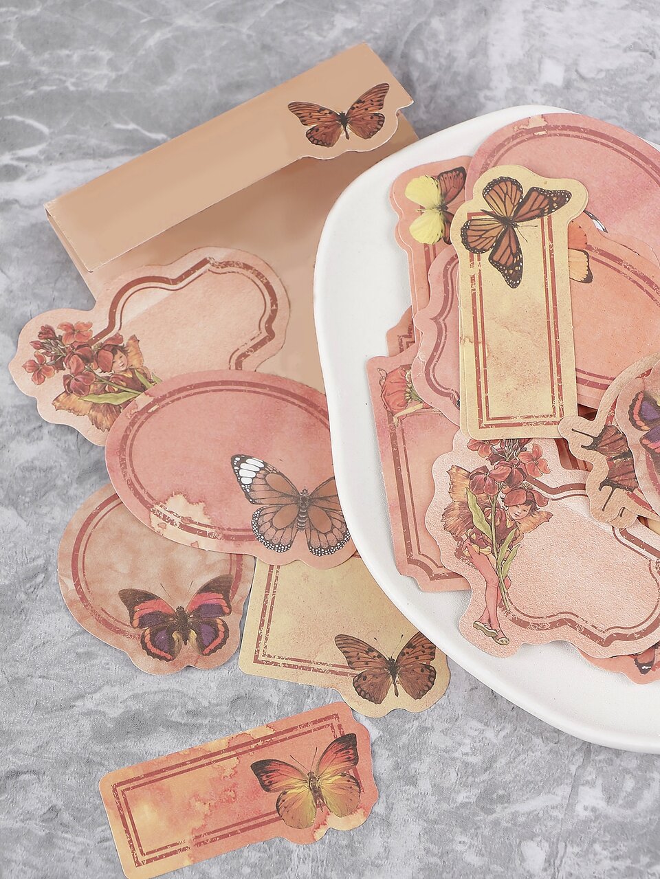(1set/40pcs) Vintage Butterfly Design Scrapbooking Embellishments Material