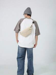 運動拉鍊腰包淺褐色胸包