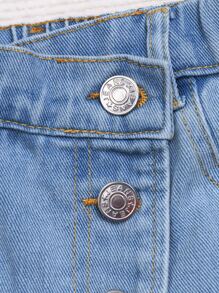 Baby Girl Y2K Street Button Front Two In One Denim Skort With Flat Pockets - Light Wash - View 4