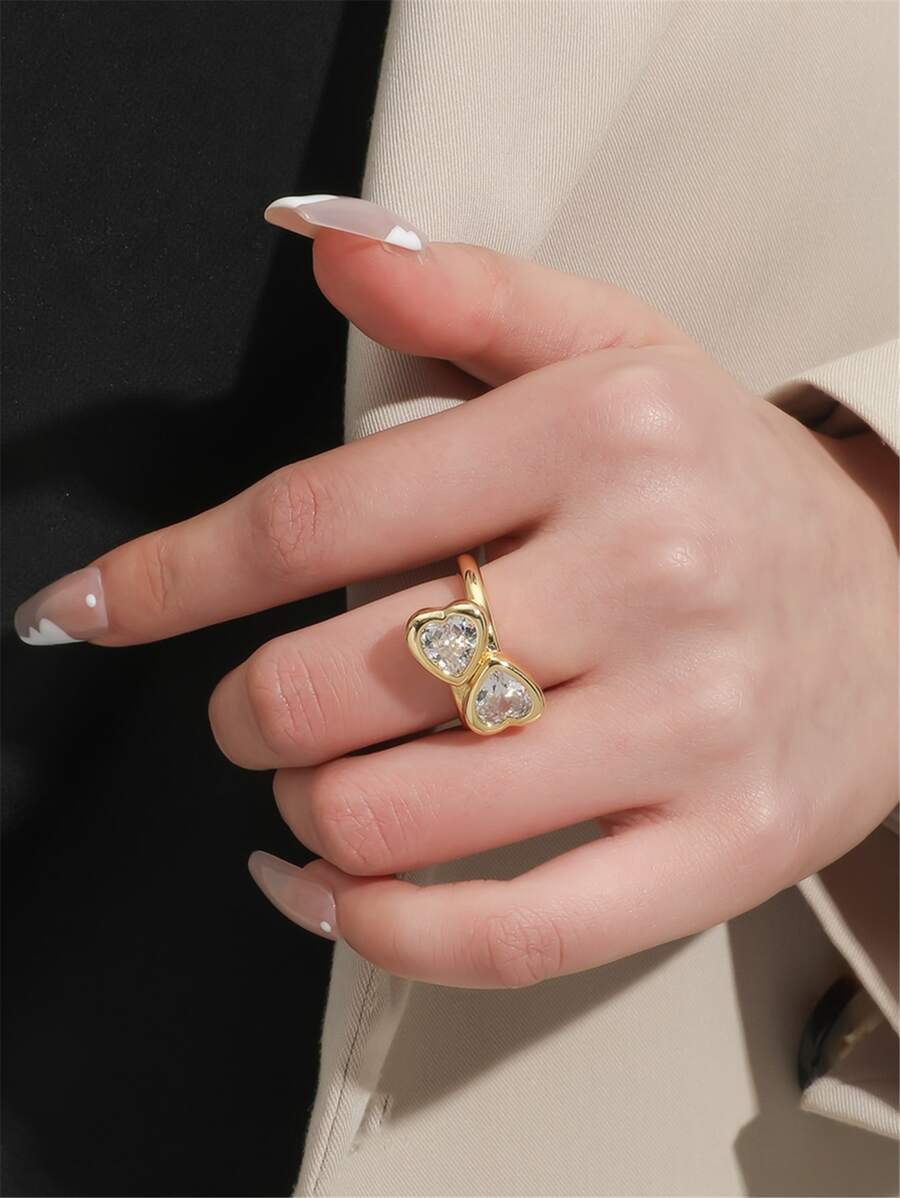 1 Vòng Đính Đá Cubic Zirconia Quyến Rũ Trang Trí Trái Tim Vòng Đeo Tay Cho Nữ Trang Trí Hàng Ngày - Vàng - Xem 1