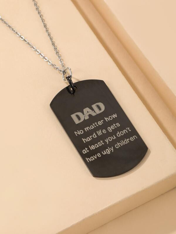 1pc Fashionable Zinc Alloy Slogan Detail Geometric Charm Necklace For