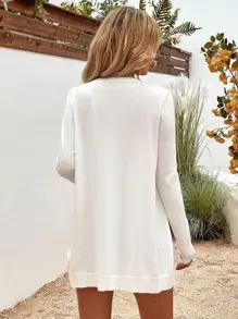 Breezaya 纯色休闲设计开衫、长袖上衣