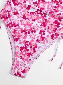 Phụ nữ một mảnh Dây kéo Xù Hoa Tất cả trên in - Nhiều màu - Xem 6