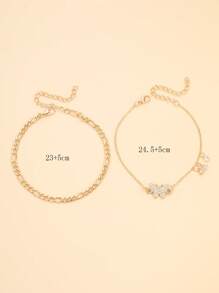 Rhinestone bướm trang trí vòng chân nhiều lớp - Vàng - Xem 3
