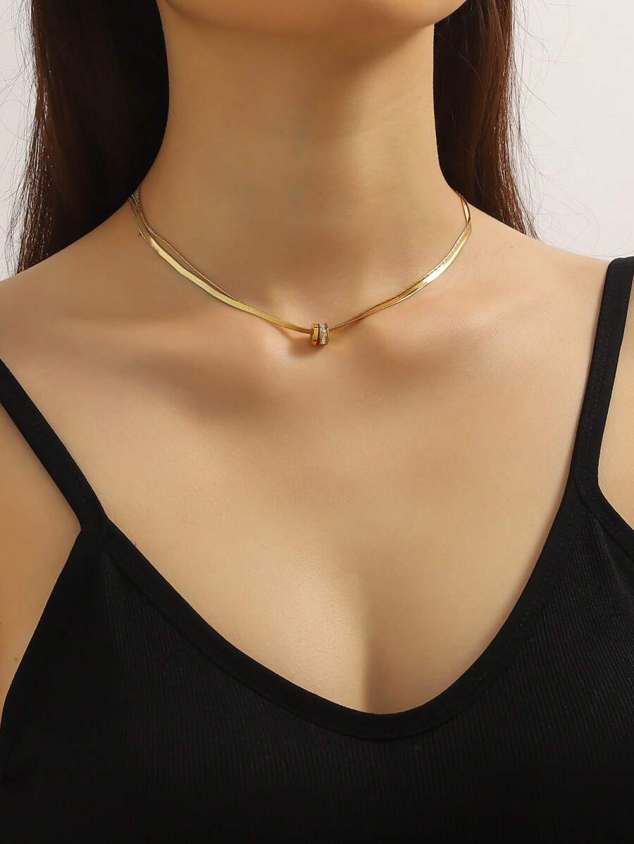 1 Vòng Cổ Choker Bằng Thép Không Gỉ Thời Trang Cho Phụ Nữ Trang Trí Hàng Ngày - Vàng - Xem 1