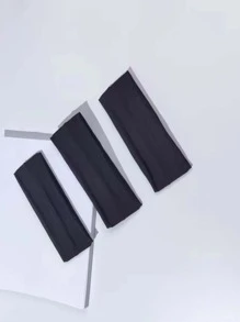 3 件/6 件瑜伽头带，高弹力舒适纯色户外运动头带 - 黑色 - 查看 5